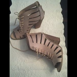 BCBG Leather open toe bootie size 7.5.